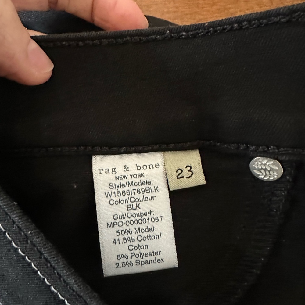 Rag & Bone Black High Rise Ankle Skinny Jeans Sz 23 - Picture 9 of 9